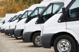 commercial vans in row