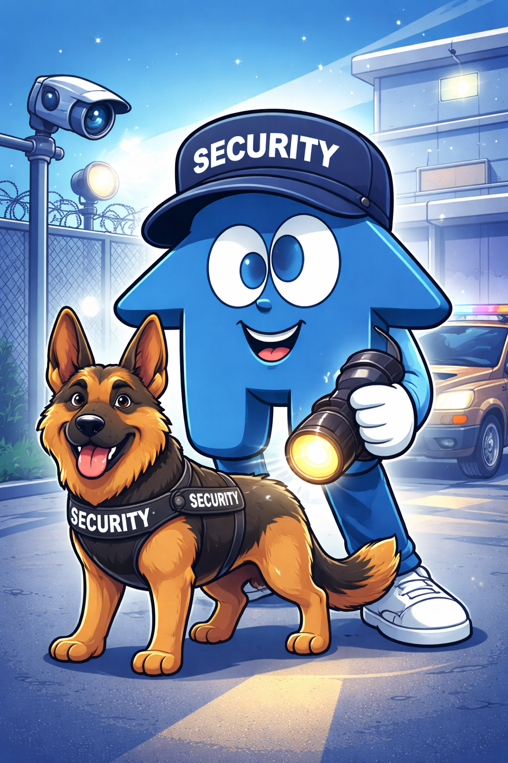 Compare Crazy Security Insurance mascot with guard dog